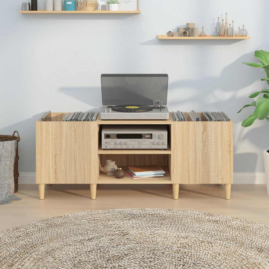 Platenkast Bewerkt Hout Kleurig 121 x 38 x 48 cm Sonoma eiken