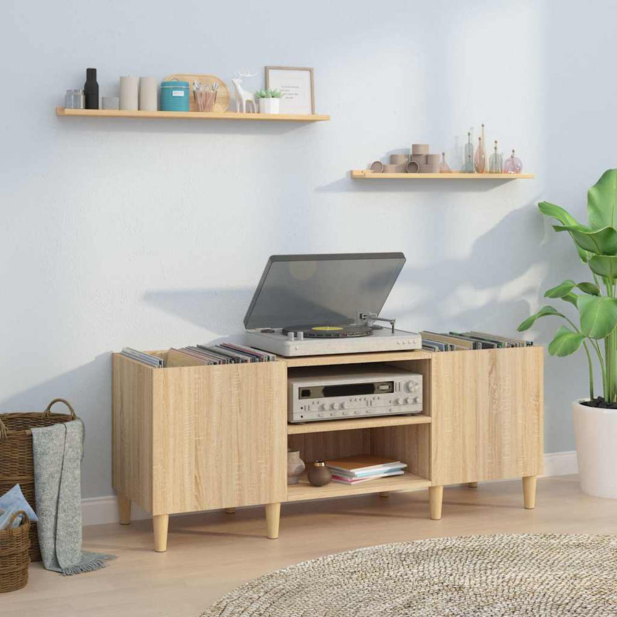 Platenkast Bewerkt Hout Kleurig 121 x 38 x 48 cm Sonoma eiken