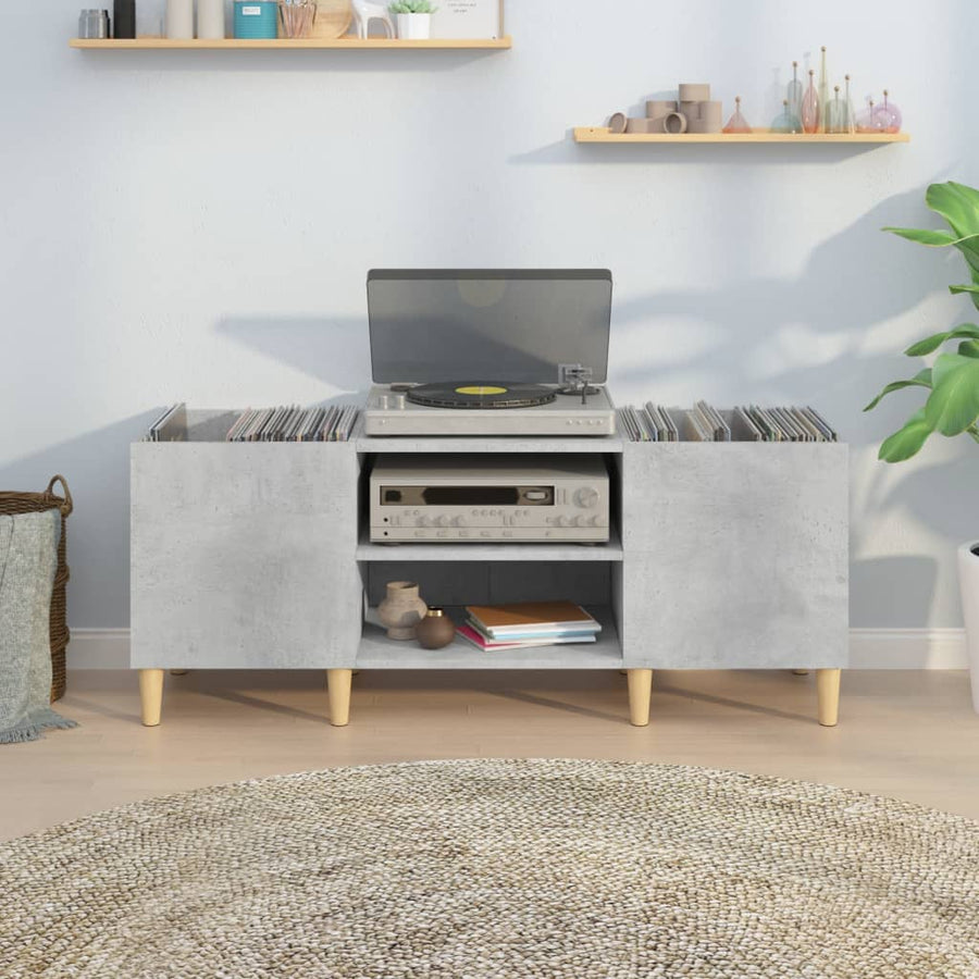 Platenkast 121X38X48 Cm Bewerkt Hout Betongrijs