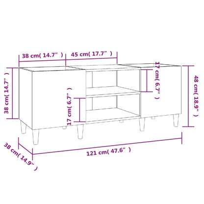 Platenkast 121X38X48 Cm Bewerkt Hout Betongrijs