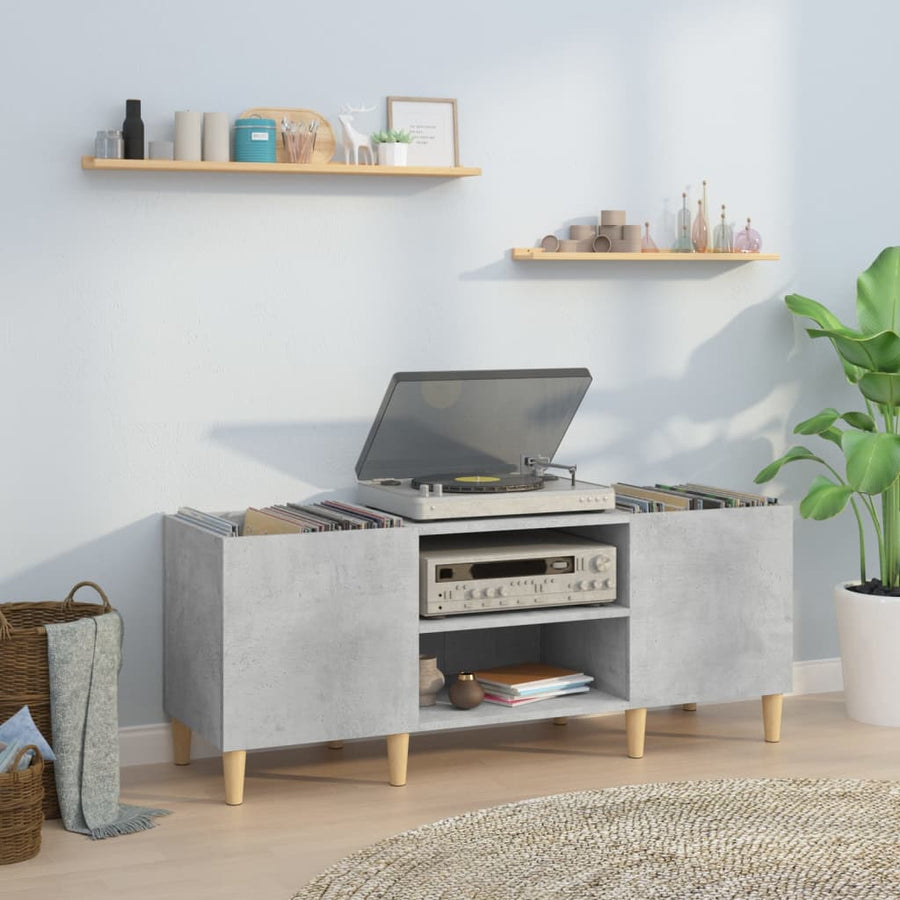 Platenkast 121X38X48 Cm Bewerkt Hout Betongrijs