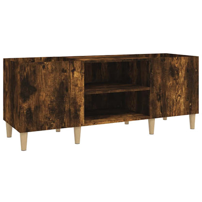 Platenkast Bewerkt Hout Kleurig 121 x 38 x 48 cm Gerookt eiken
