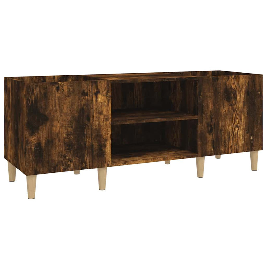 Platenkast Bewerkt Hout Kleurig 121 x 38 x 48 cm Gerookt eiken