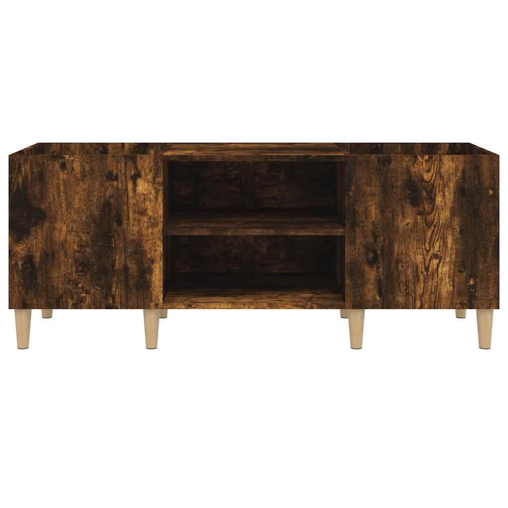 Platenkast Bewerkt Hout Kleurig 121 x 38 x 48 cm Gerookt eiken