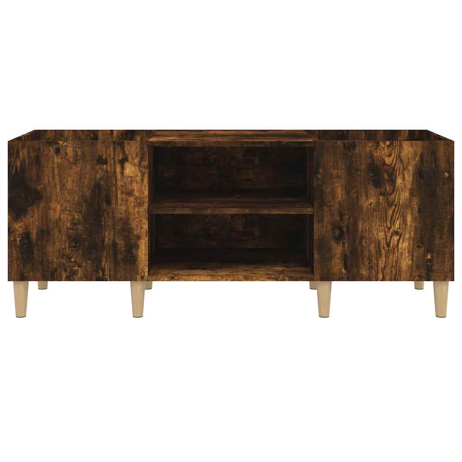 Platenkast Bewerkt Hout Kleurig 121 x 38 x 48 cm Gerookt eiken
