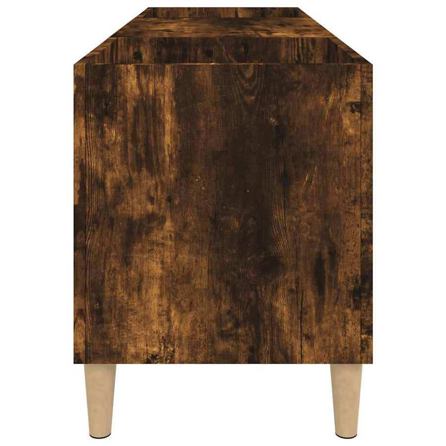 Platenkast Bewerkt Hout Kleurig 121 x 38 x 48 cm Gerookt eiken