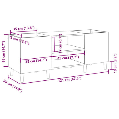 Platenkast Bewerkt Hout Kleurig 121 x 38 x 48 cm Gerookt eiken
