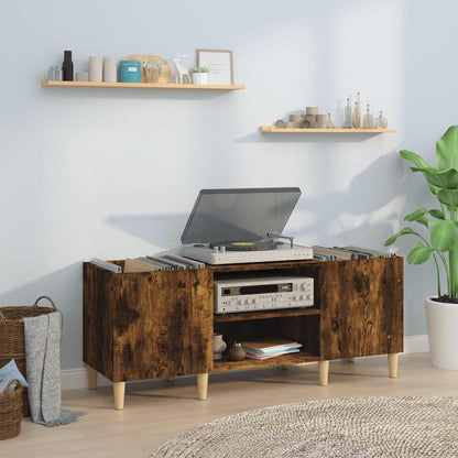 Platenkast Bewerkt Hout Kleurig 121 x 38 x 48 cm Gerookt eiken