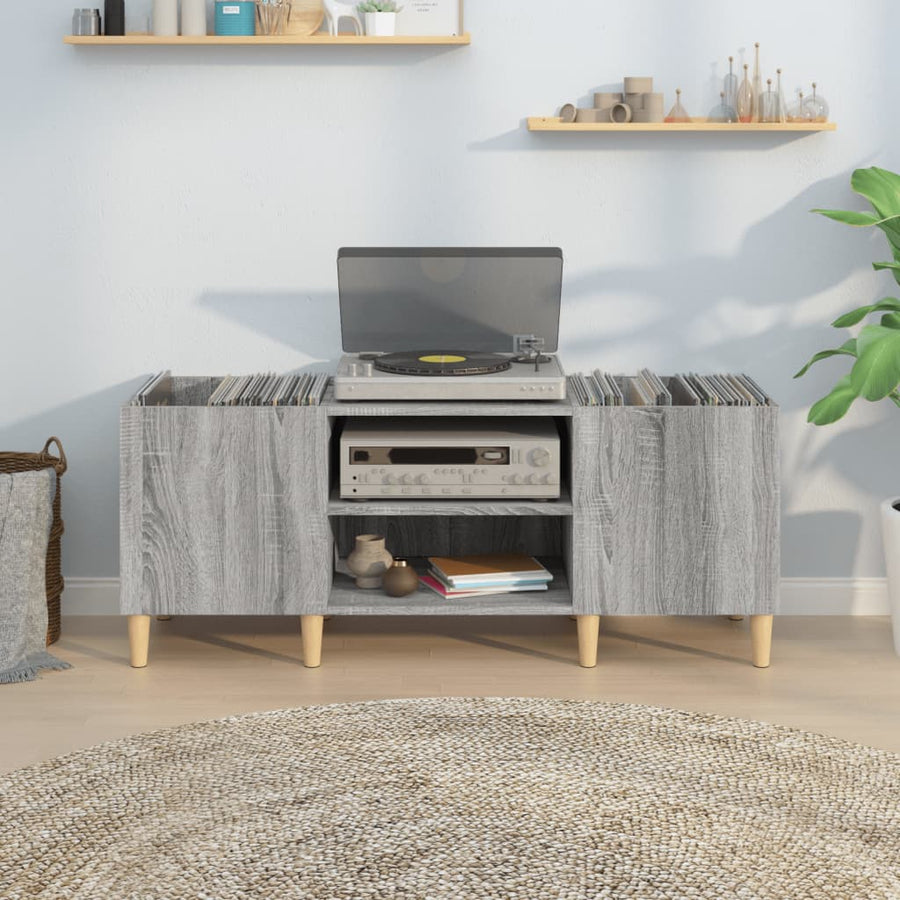 Platenkast 121X38X48 Cm Bewerkt Hout Grijs Sonoma Eikenkleurig