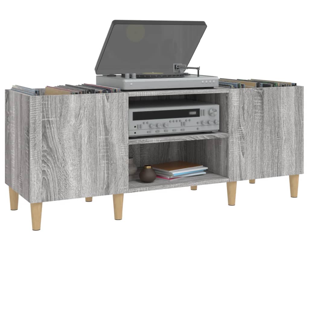 Platenkast 121X38X48 Cm Bewerkt Hout Grijs Sonoma Eikenkleurig