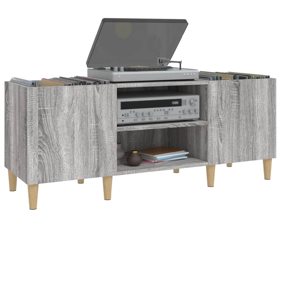 Platenkast 121X38X48 Cm Bewerkt Hout Grijs Sonoma Eikenkleurig