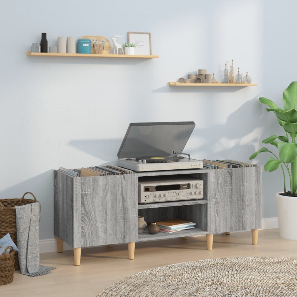 Platenkast 121X38X48 Cm Bewerkt Hout Grijs Sonoma Eikenkleurig