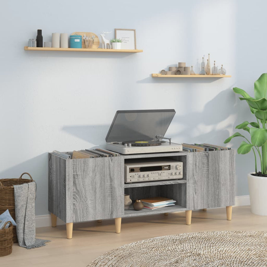 Platenkast 121X38X48 Cm Bewerkt Hout Grijs Sonoma Eikenkleurig
