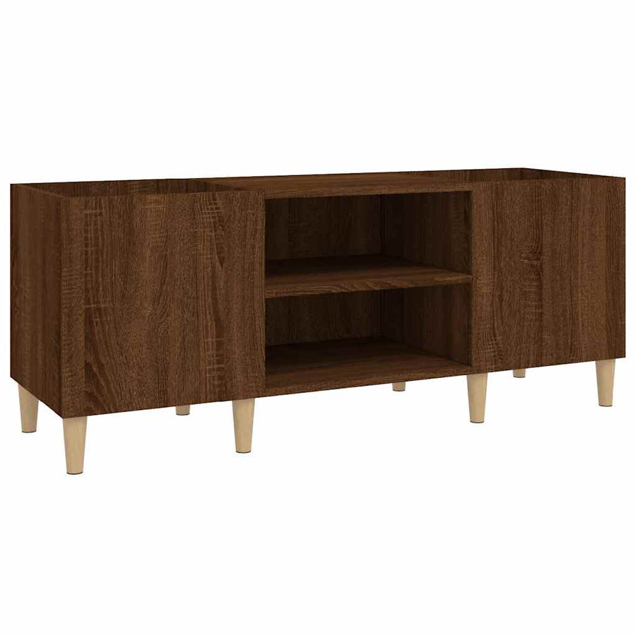 Platenkast Bewerkt Hout Bruin Eikenkleur 121 x 38 x 48 cm Bruineiken