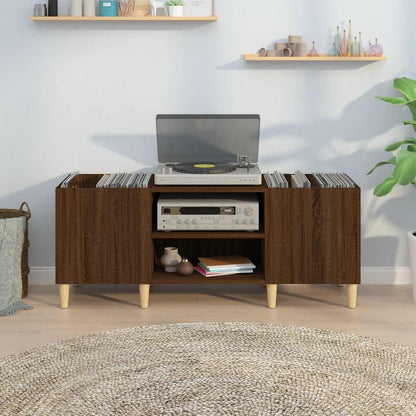 Platenkast Bewerkt Hout Bruin Eikenkleur 121 x 38 x 48 cm Bruineiken