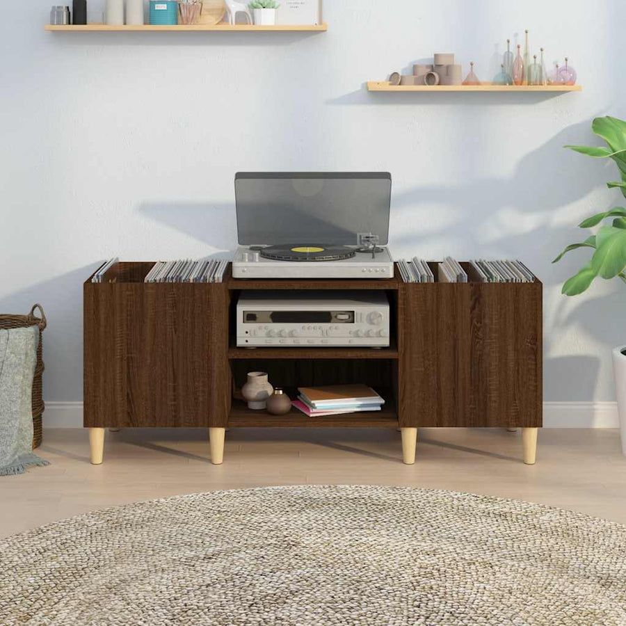 Platenkast Bewerkt Hout Bruin Eikenkleur 121 x 38 x 48 cm Bruineiken