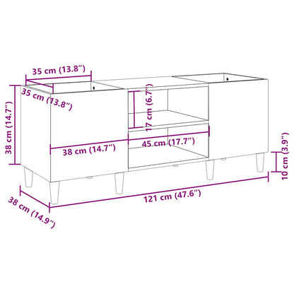 Platenkast Bewerkt Hout Bruin Eikenkleur 121 x 38 x 48 cm Bruineiken