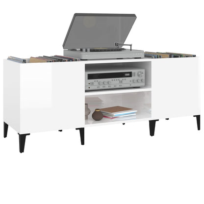 Platenkast 121X38X48 Cm Bewerkt Hout Hoogglans Wit