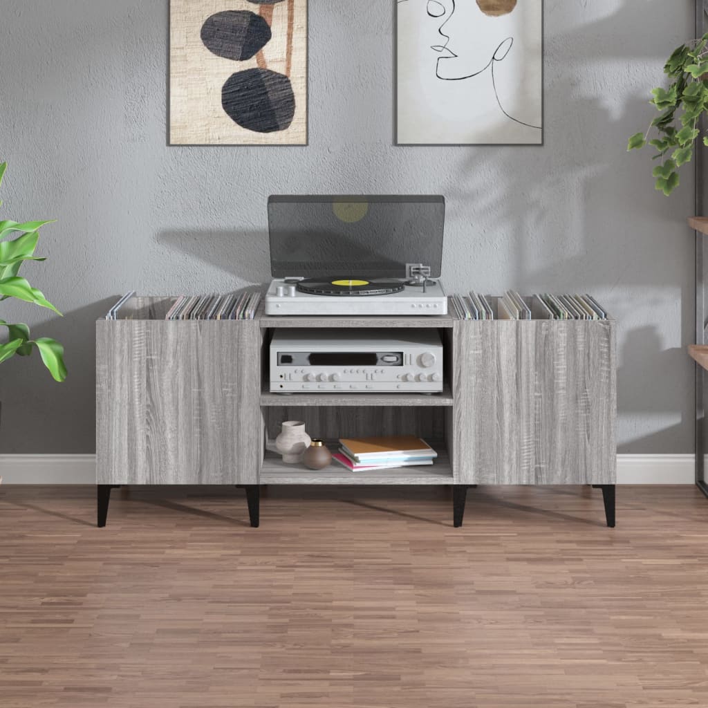 Platenkast 121X38X48 Cm Bewerkt Hout Grijs Sonoma Eikenkleurig