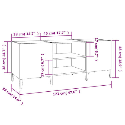 Platenkast 121X38X48 Cm Bewerkt Hout Grijs Sonoma Eikenkleurig