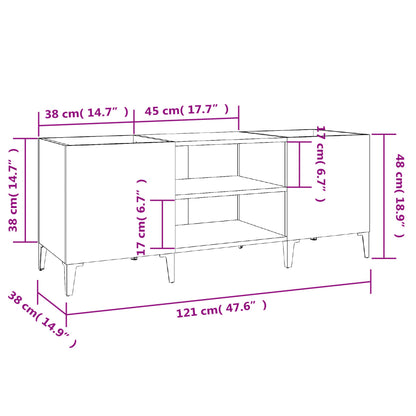 Platenkast 121X38X48 Cm Bewerkt Hout Bruin Eikenkleur 121 x 38 x 48 cm Bruineiken