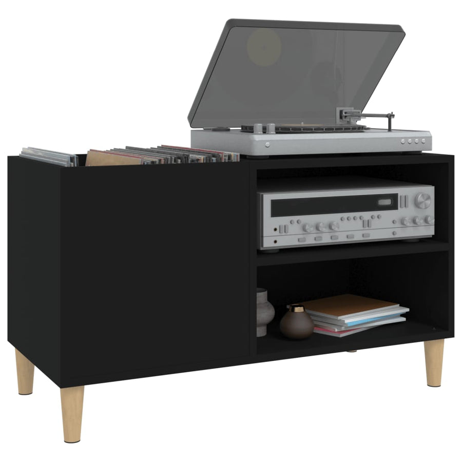 Platenkast 84,5X38X48 Cm Bewerkt Hout Zwart