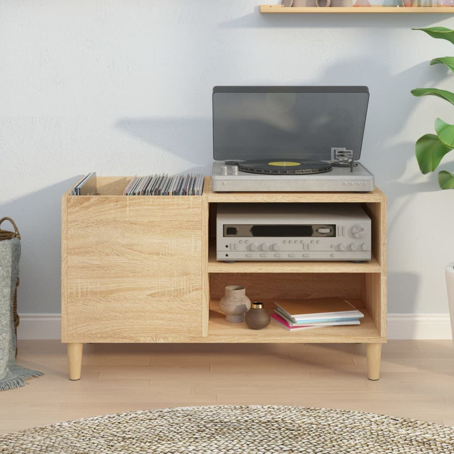 Platenkast 84,5X38X48 Cm Bewerkt Hout Sonoma Eikenkleurig 1 84.5 x 38 x 48 cm