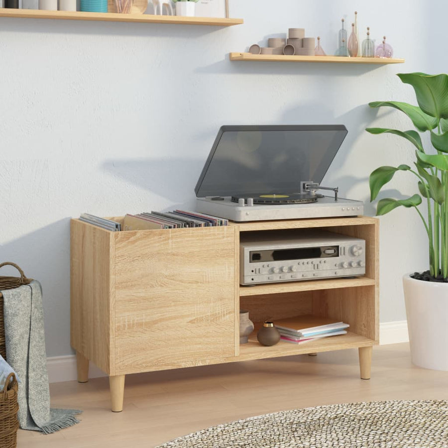 Platenkast 84,5X38X48 Cm Bewerkt Hout Sonoma Eikenkleurig 1 84.5 x 38 x 48 cm