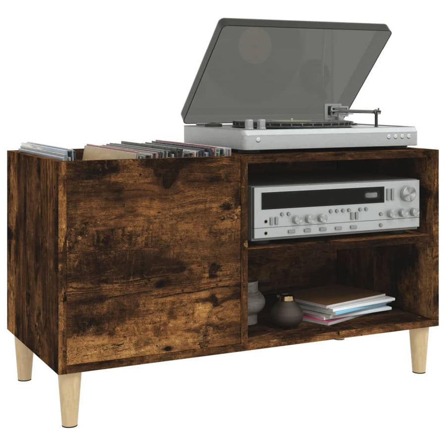 Platenkast 84,5X38X48 Cm Bewerkt Hout Gerookt Eikenkleurig 1 84.5 x 38 x 48 cm