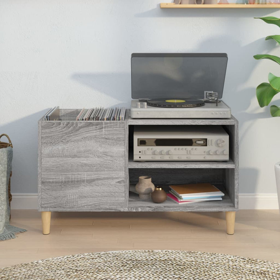 Platenkast 84,5X38X48 Cm Bewerkt Hout Grijs Sonoma Eikenkleurig