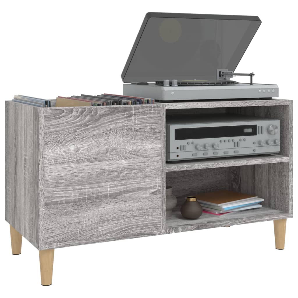 Platenkast 84,5X38X48 Cm Bewerkt Hout Grijs Sonoma Eikenkleurig