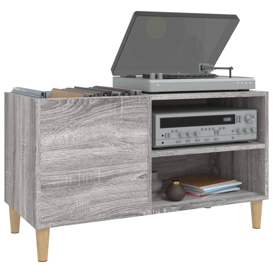 Platenkast 84,5X38X48 Cm Bewerkt Hout Grijs Sonoma Eikenkleurig