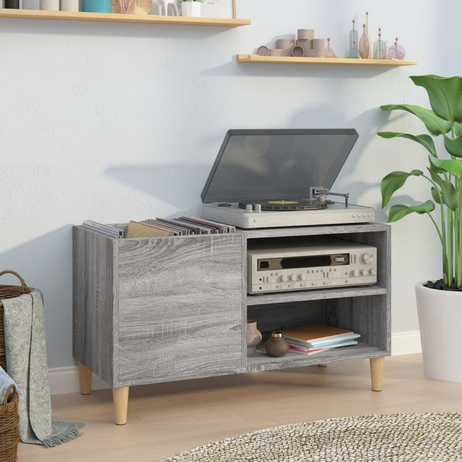 Platenkast 84,5X38X48 Cm Bewerkt Hout Grijs Sonoma Eikenkleurig
