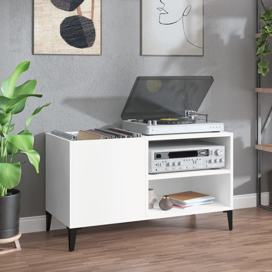 Platenkast 84,5X38X48 Cm Bewerkt Hout 84.5 x 38 x 48 cm Wit