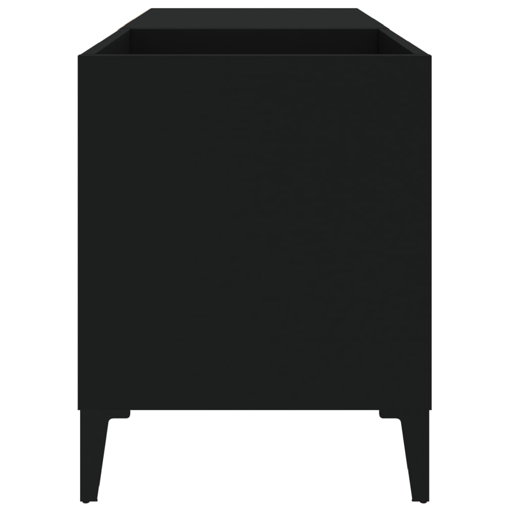 Platenkast 84,5X38X48 Cm Bewerkt Hout Zwart