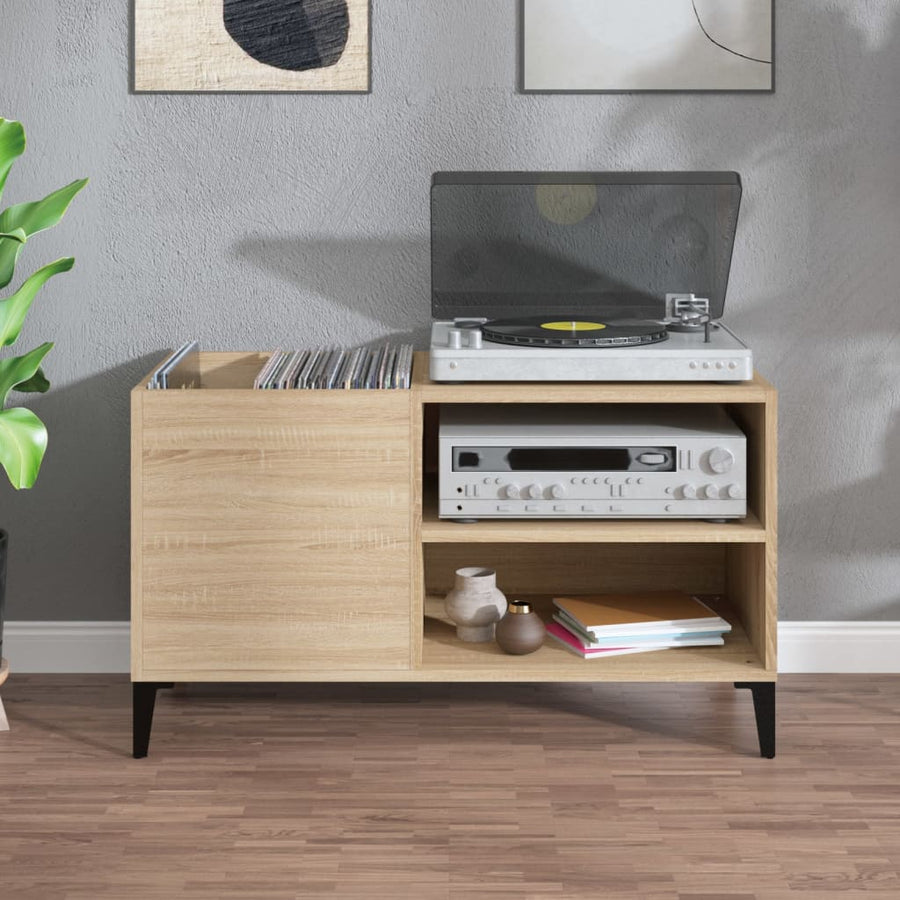 Platenkast 84,5X38X48 Cm Bewerkt Hout Kleurig 84.5 x 38 x 48 cm Sonoma eiken
