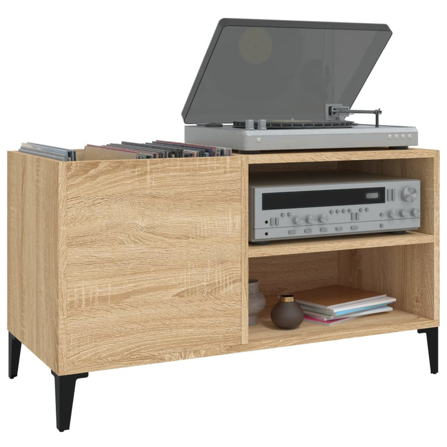 Platenkast 84,5X38X48 Cm Bewerkt Hout Kleurig 84.5 x 38 x 48 cm Sonoma eiken