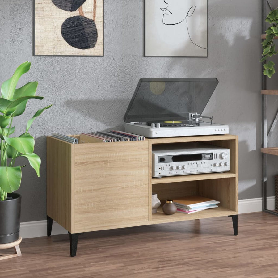Platenkast 84,5X38X48 Cm Bewerkt Hout Kleurig 84.5 x 38 x 48 cm Sonoma eiken