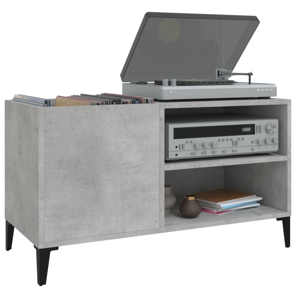 Platenkast 84,5X38X48 Cm Bewerkt Hout Betongrijs