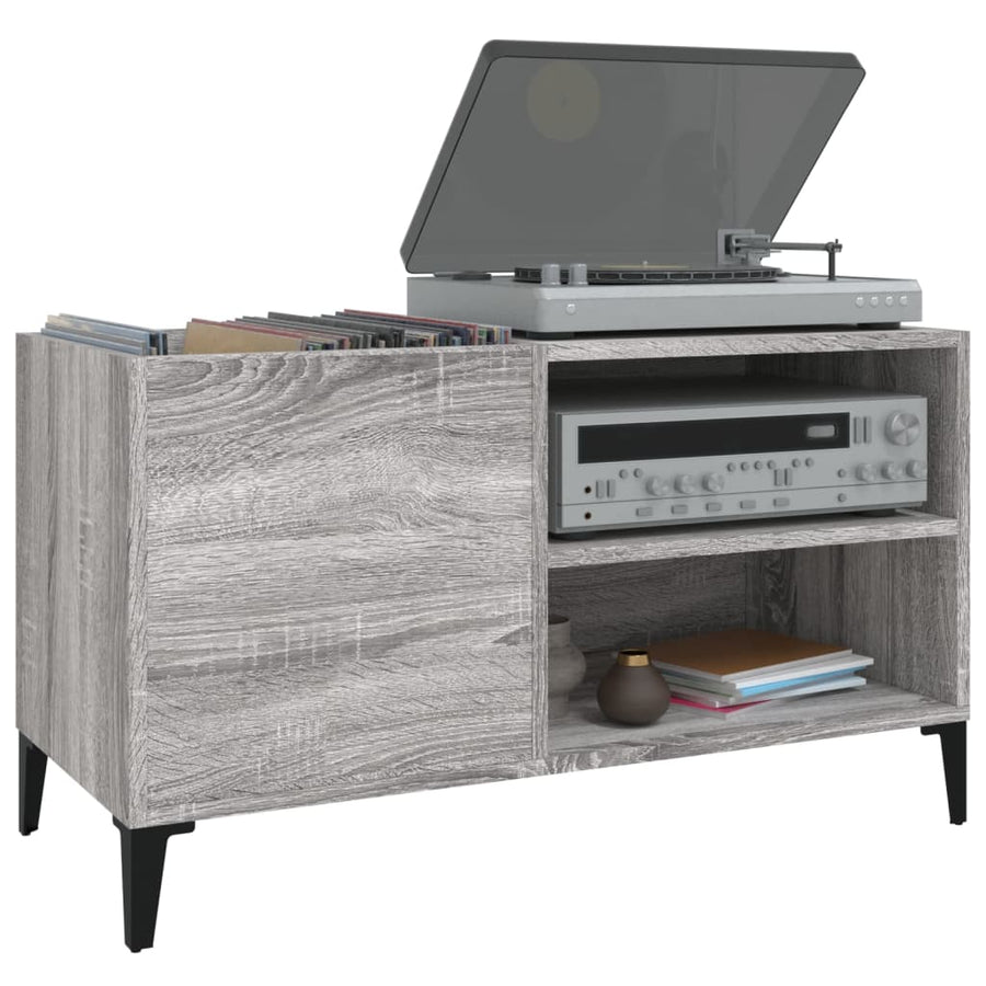 Platenkast 84,5X38X48 Cm Bewerkt Hout Grijs Sonoma Eikenkleurig