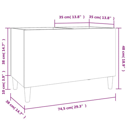 Platenkast 74,5X38X48 Cm Bewerkt Hout Zwart