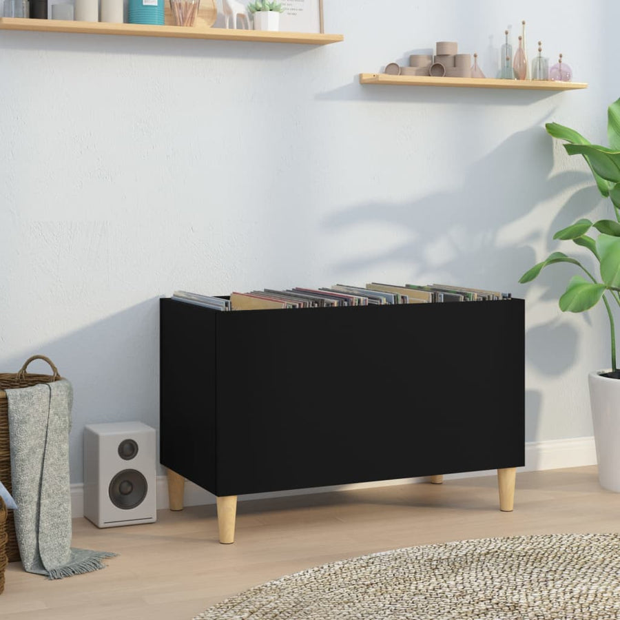 Platenkast 74,5X38X48 Cm Bewerkt Hout Zwart