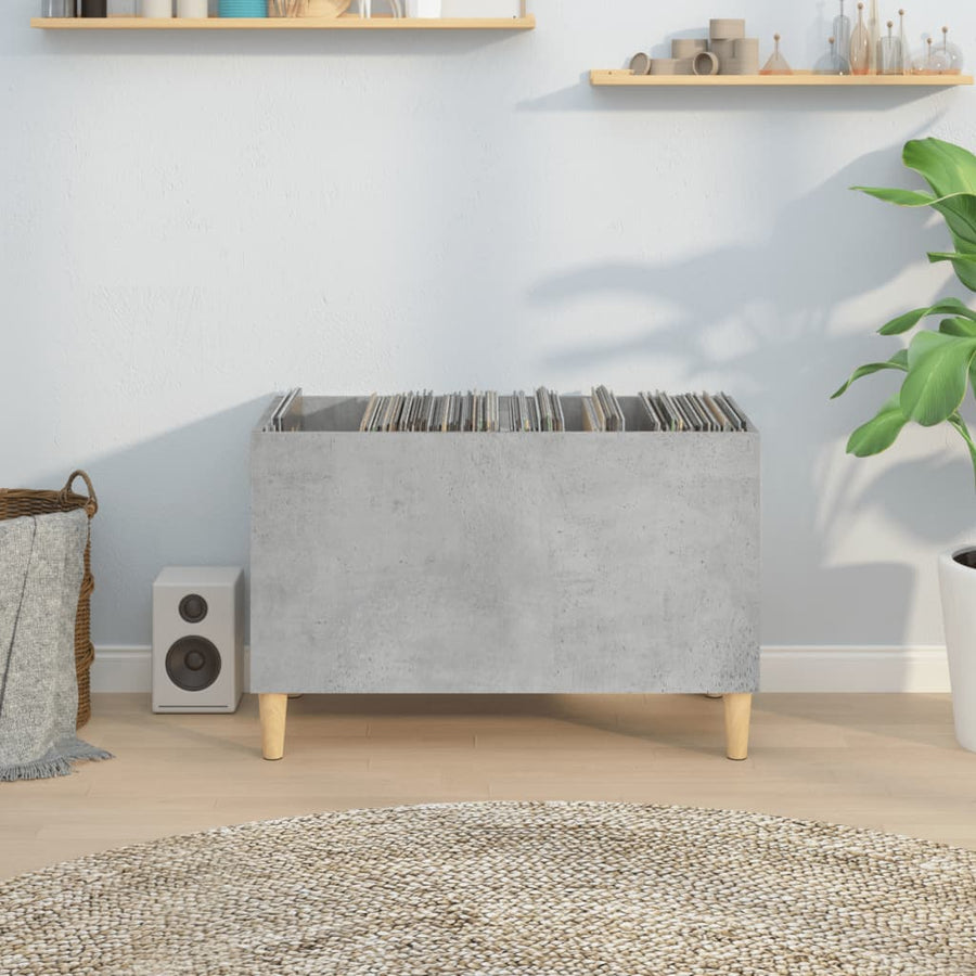 Platenkast 74,5X38X48 Cm Bewerkt Hout Betongrijs