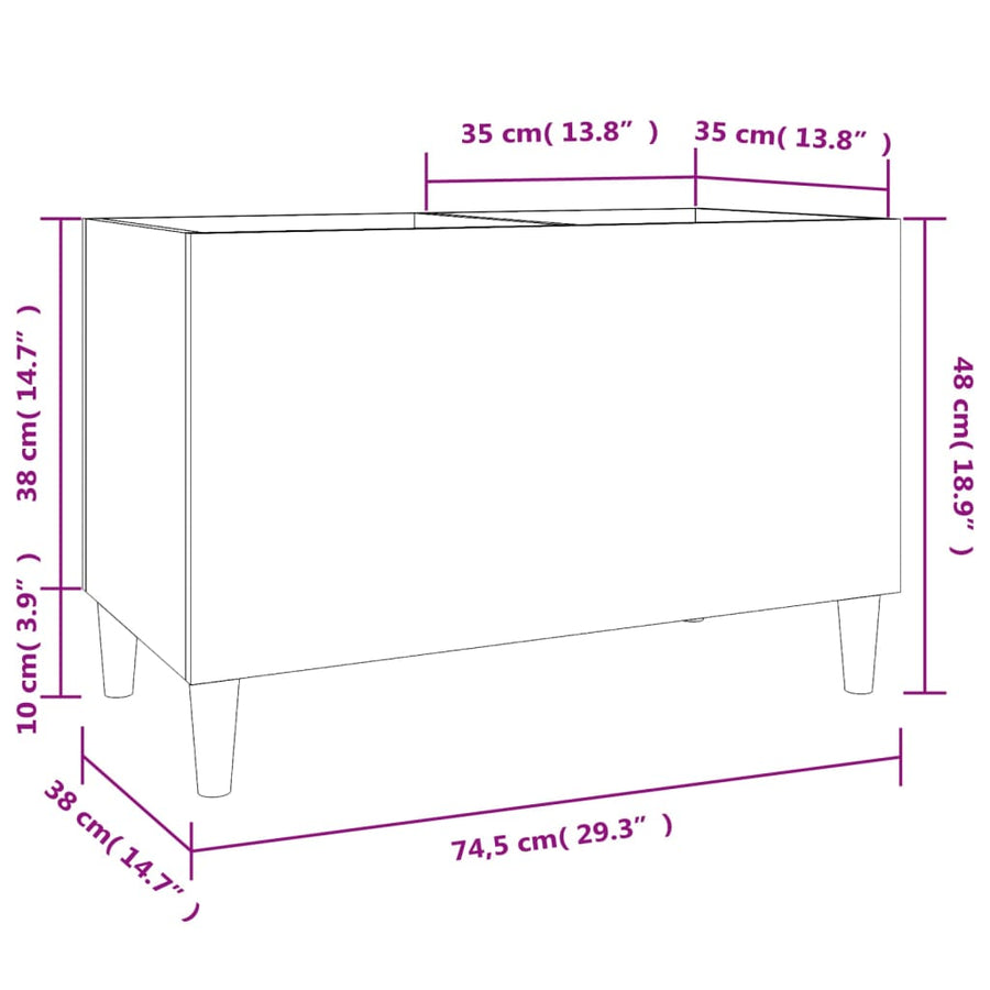 Platenkast 74,5X38X48 Cm Bewerkt Hout Betongrijs