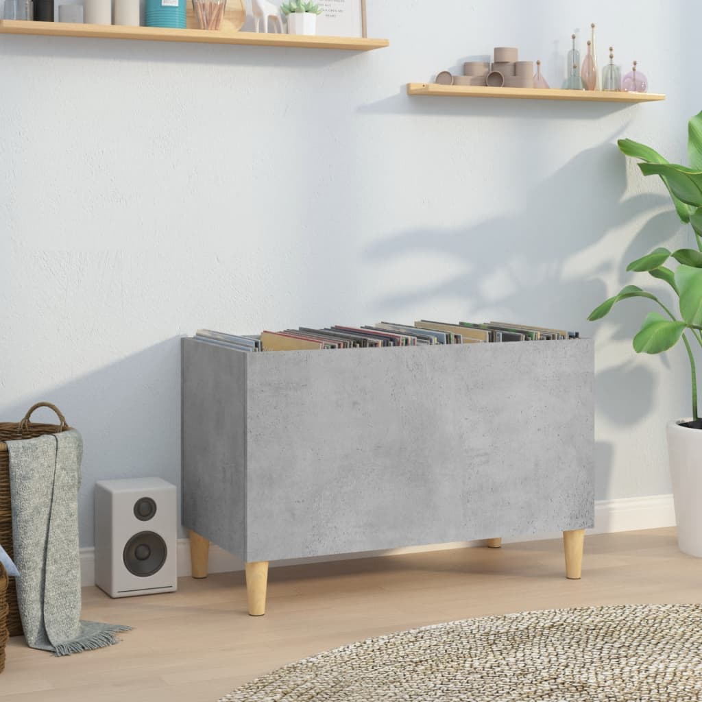 Platenkast 74,5X38X48 Cm Bewerkt Hout Betongrijs