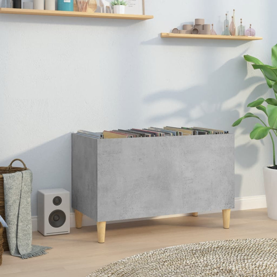 Platenkast 74,5X38X48 Cm Bewerkt Hout Betongrijs