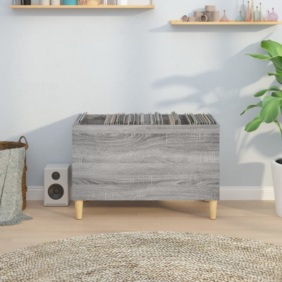 Platenkast 74,5X38X48 Cm Bewerkt Hout Grijs Sonoma Eikenkleurig