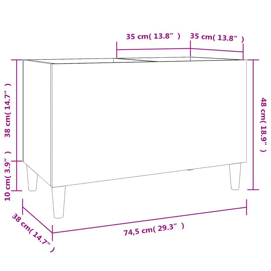 Platenkast 74,5X38X48 Cm Bewerkt Hout Grijs Sonoma Eikenkleurig