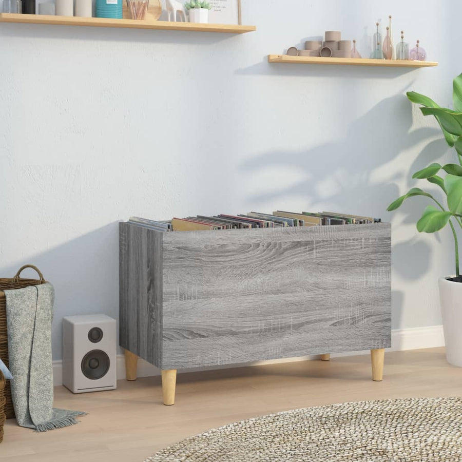 Platenkast 74,5X38X48 Cm Bewerkt Hout Grijs Sonoma Eikenkleurig