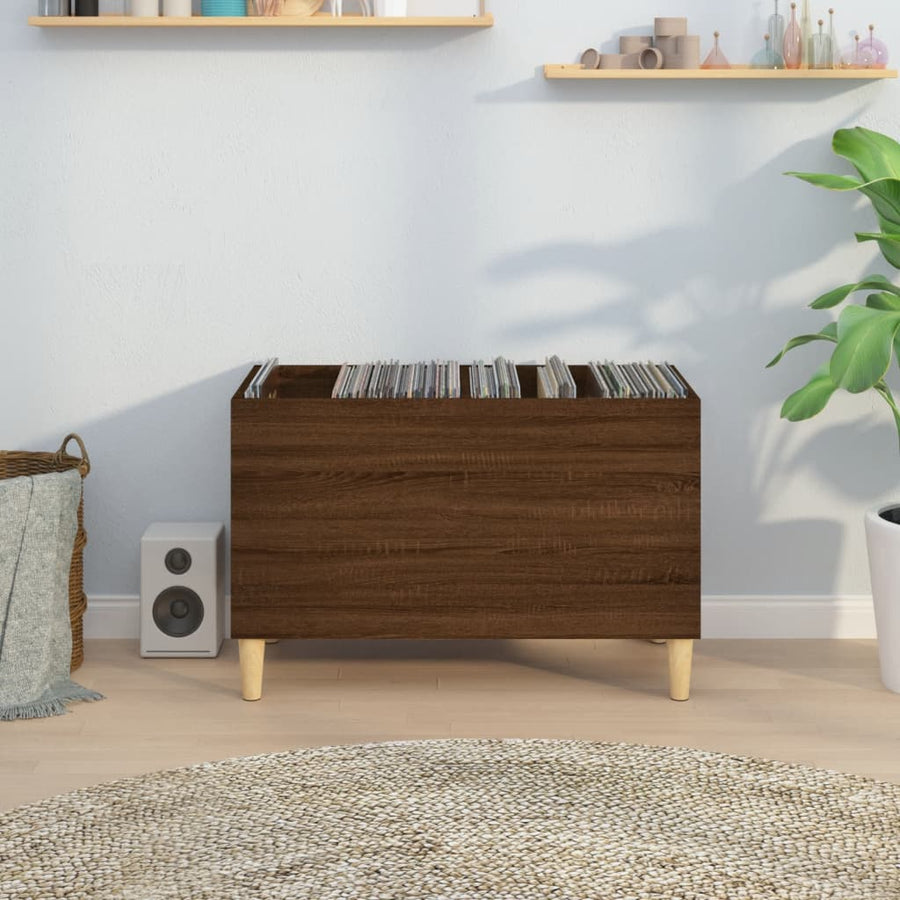 Platenkast 74,5X38X48 Cm Bewerkt Hout Bruin Eikenkleur